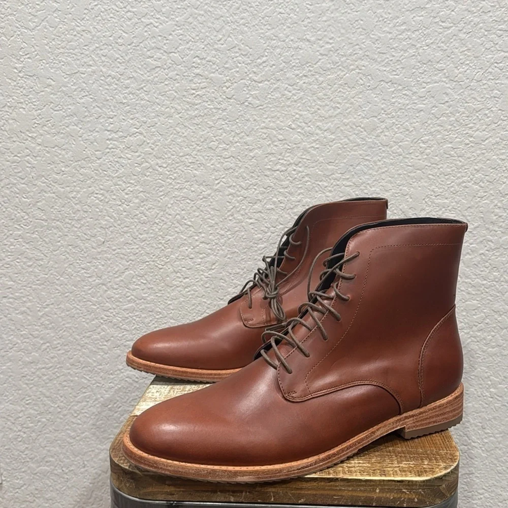 Nisolo All Weather Andres Men’s Brandy Leather Boots Size 11.5